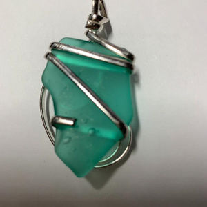 Alpaca Beach Glass Freeform Pendant NEW